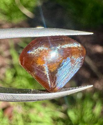 &quot;Celestial Bloom&quot;: Asterized Rainbow Garnet Freeform Cabochon – San Pedro Mountain, New Mexico 5.8 ct | 13.5mm x 10.4mm x 4mm