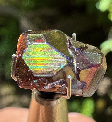 Lightly Polished Rainbow Garnet Crystal Cluster, Arlit, Niger 7.6 ct | 12mm x 10.3mm x 7.25mm
