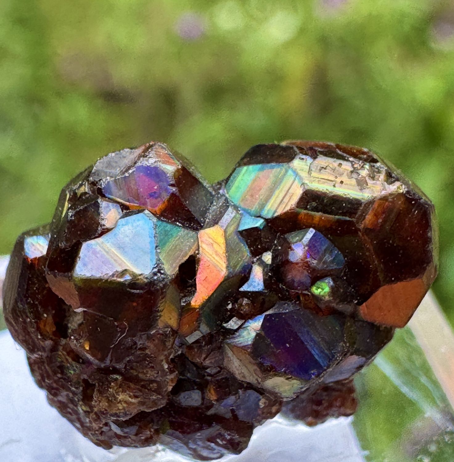 Top-Grade Rainbow Garnet Cluster – Arlit, Niger – 15.3mm x 11.75mm x 9.5mm