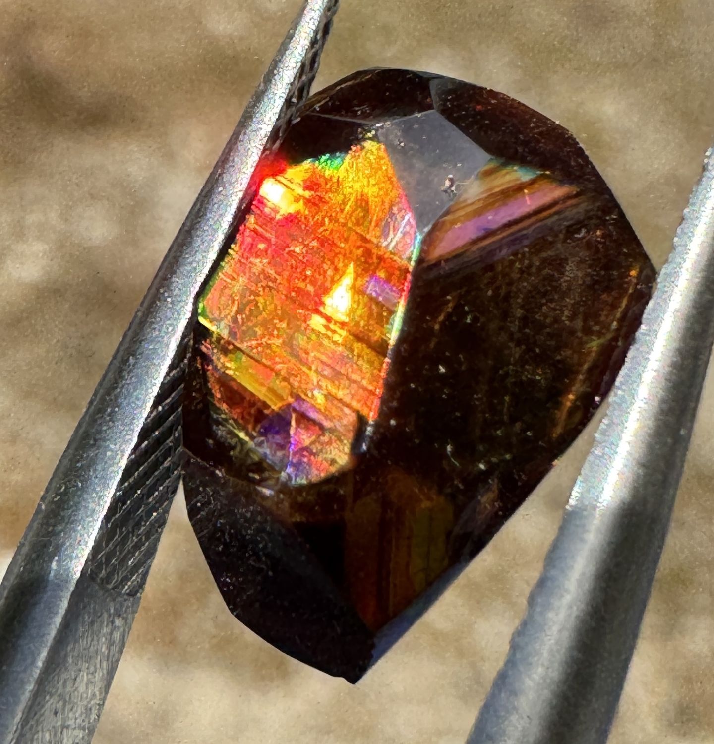 Precision-Faceted Ultra-Iridescent Rainbow Garnet – Arlit, Niger 4.37 ct | 11.4mm x 7.5mm x 5.05mm