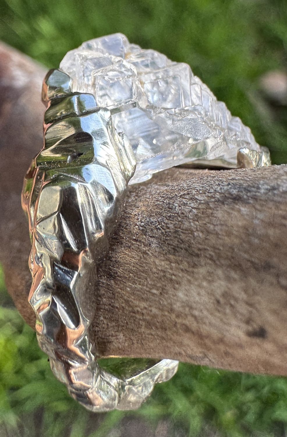 Etched Phenakite Ring – Custom Isometrica Creation 18kt Eco White Gold | Size 9