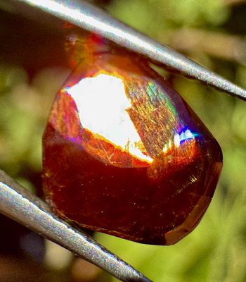 Iridescent Andradite034Freeform-Faceted Rainbow Garnet – Arlit, Niger 2.13 ct | 8.6mm x 7.4mm x 3.05mm