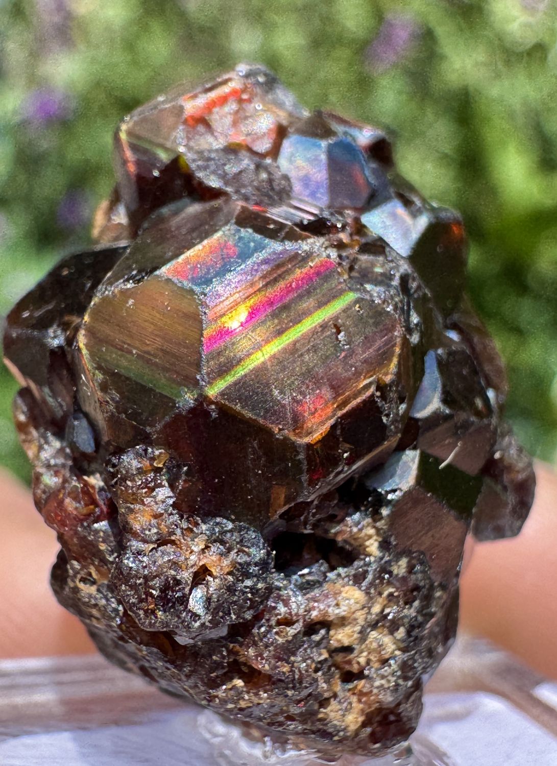 Cluster of Rainbow Garnet Crystals – Arlit, Niger 23mm x 18.4mm x 15.2mm