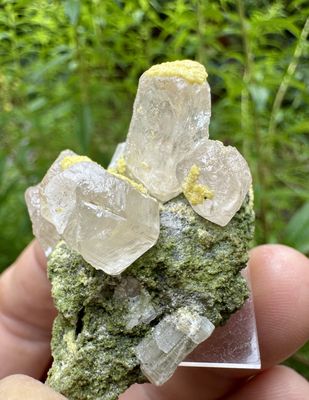 Cerrussite with Mimetite on Duftite – Tsumeb Mine, Otavi Highlands, Namibia 34.34mm x 33.5mm x 32.0mm