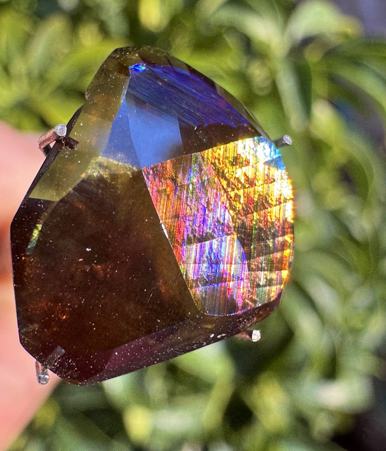 Faceted Rainbow Garnet – San Pedro Mountain, New Mexico  12.8 cts | 15.8 mm x 13.15 mm x 6.38 mm