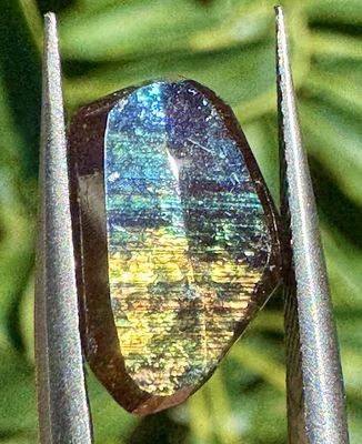 Checkerboard-Faceted Rainbow Garnet – San Pedro Mountain, Santa Fe Co., New Mexico  4.65 carats | 12.25 mm x 8.08 mm x 4 mm