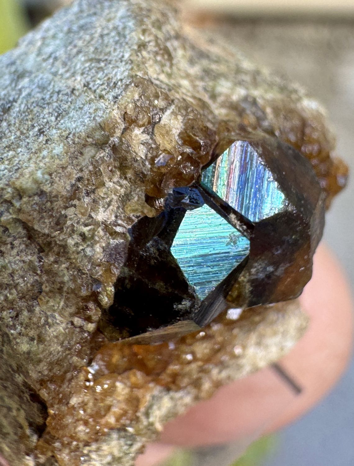 Rainbow Garnet Cluster on Matrix — 23.4 × 18.2 × 17.54 mm San Pedro Mountain, Santa Fe County, New Mexico
