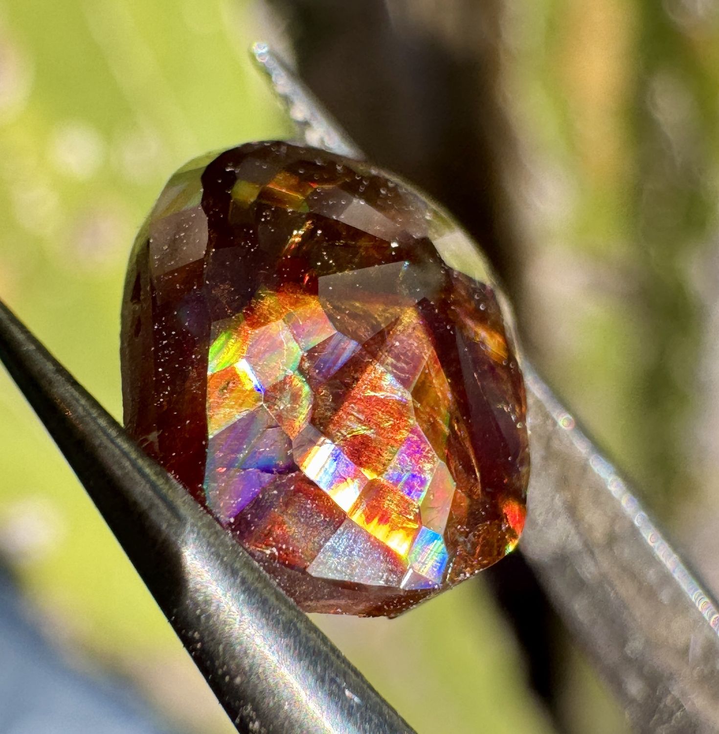Rose-Cut Iridescent Rainbow Garnet | Arlit, Niger 10.9 mm × 8.85 mm × 4.55 mm | 4.50 cts