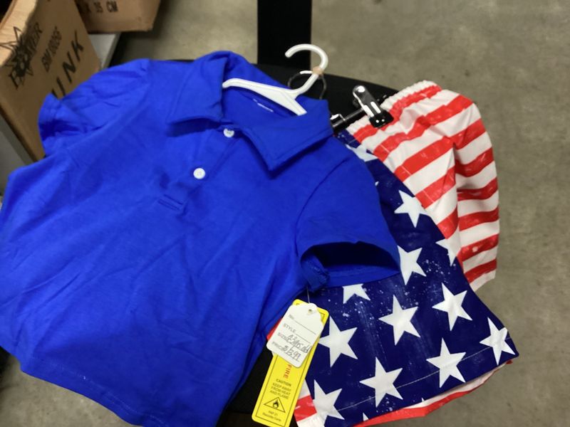 4th of July Boys Blue polo top/flag shorts