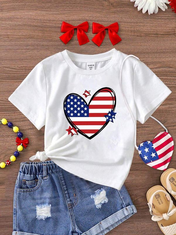 American Flag Heart Shirt/youth