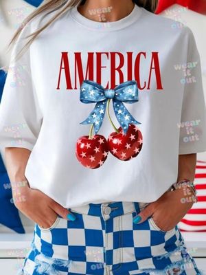 America shirt/Cherry Bow