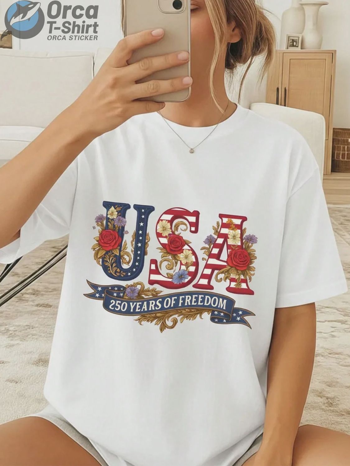 250th USA Floral Tshirt/Womens