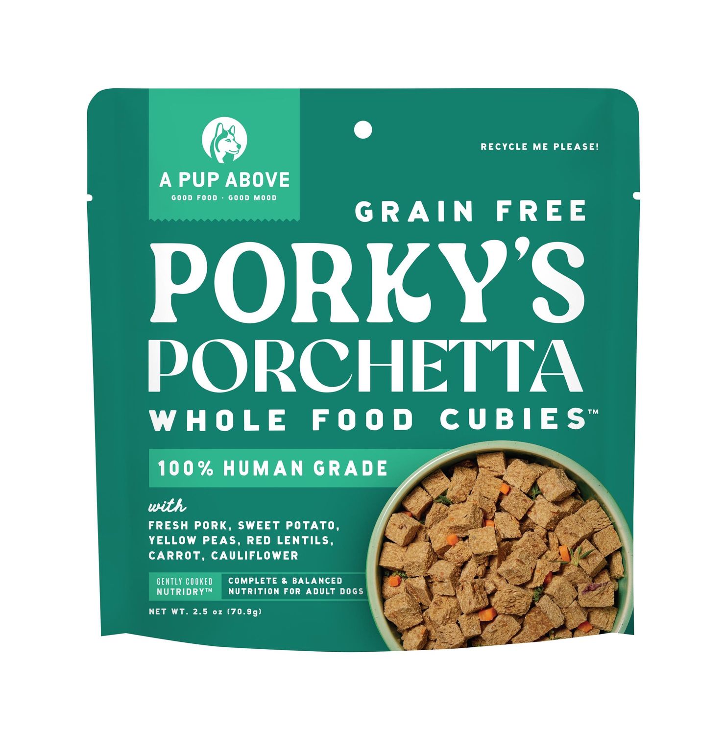 A Pup Above Freeze Dried Pork Cubies, Size: 2.5oz Bag
