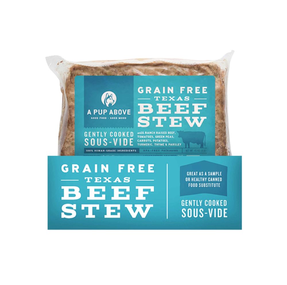 A Pup Above Frozen Gently Cooked Beef Stew, Size: 1lb Square