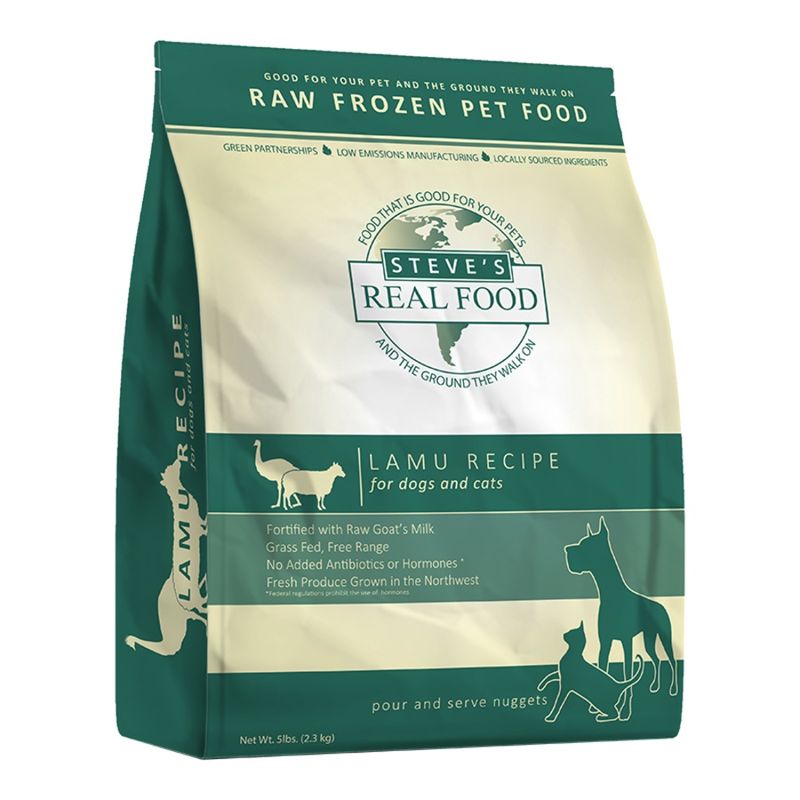 Steve&#39;s Real Food Dog &amp; Cat Frozen Raw Lamu Nuggets 5lb