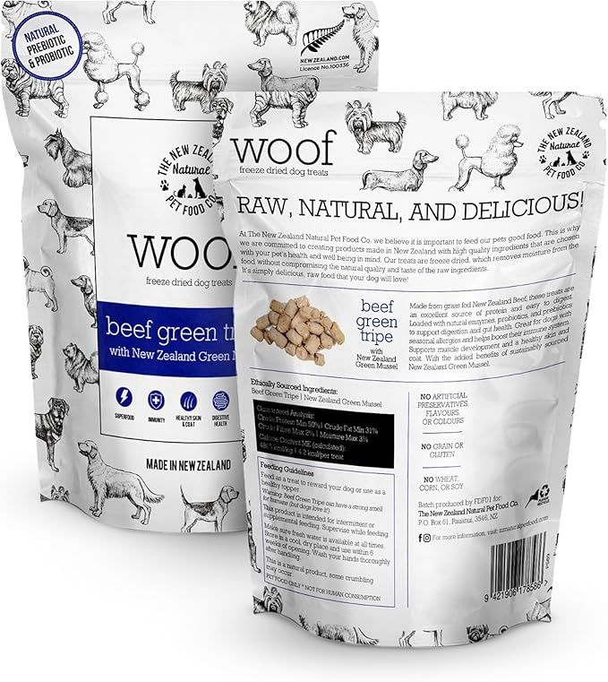 New Zealand Pet Dog Freeze Dried Beef Green Tripe Treats 1.4oz