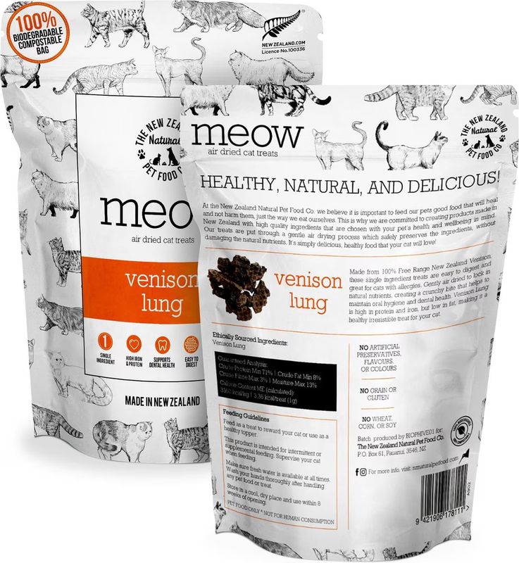 New Zealand Pet Cat Air Dried Venison Lung Treats 1.76oz
