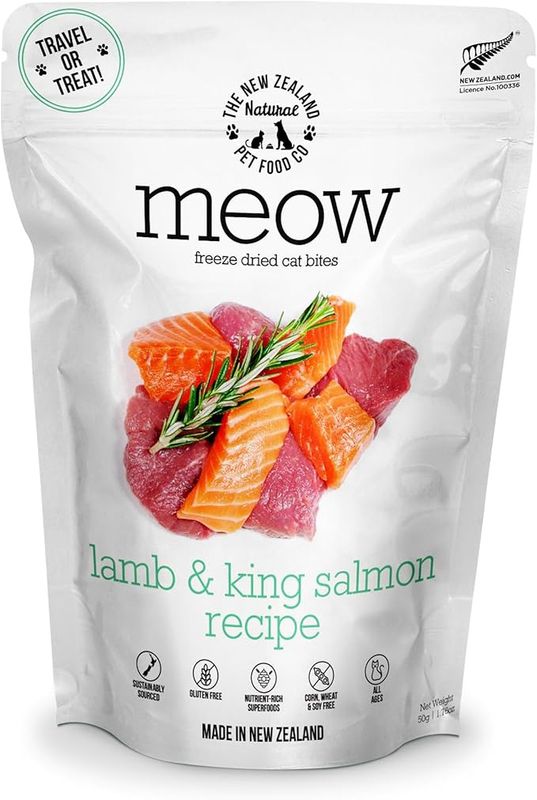 New Zealand Pet Cat Freeze Dried Lamb &amp; King Salmon Treats 1.76oz