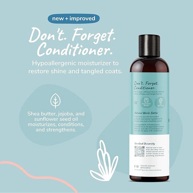 kin+kind Dog &amp; Cat Moisturizing Conditioner Unscented 12oz