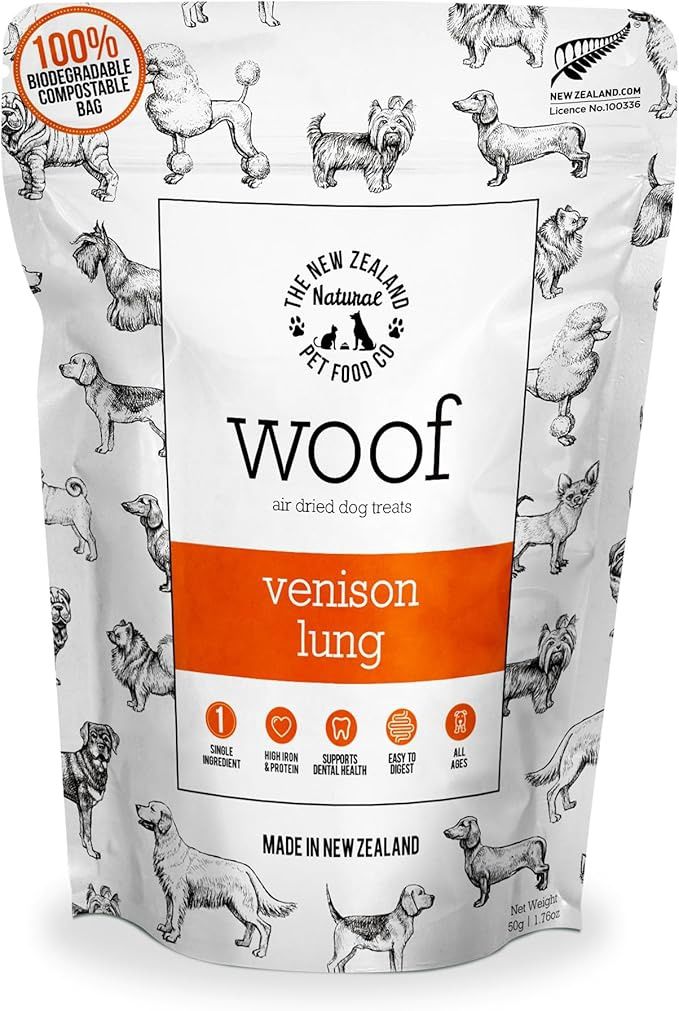 New Zealand Pet Dog Air Dried Venison Lung Treats 1.76oz
