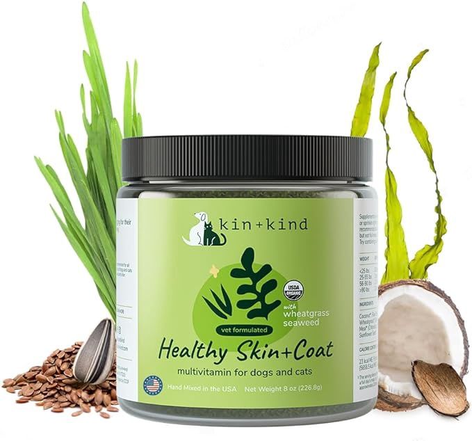 Kin + Kind Dog &amp; Cat Organic Healthy Skin &amp; Coat Supplement 8 oz