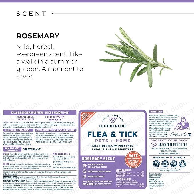 Wondercide Dog &amp; Cat Rosemary Home &amp; Pet Flea &amp; Tick Spray