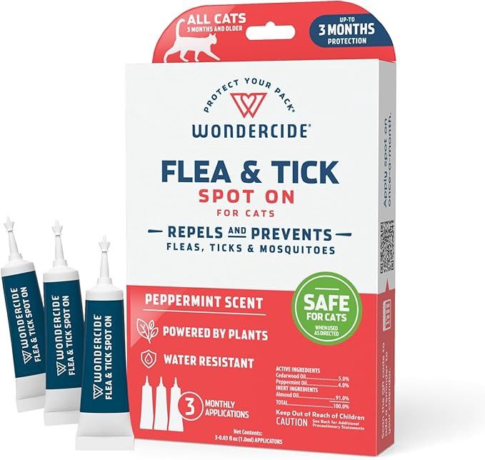Wondercide Cat Spot-On Peppermint Flea &amp; Tick Spot Treatment 3 doses