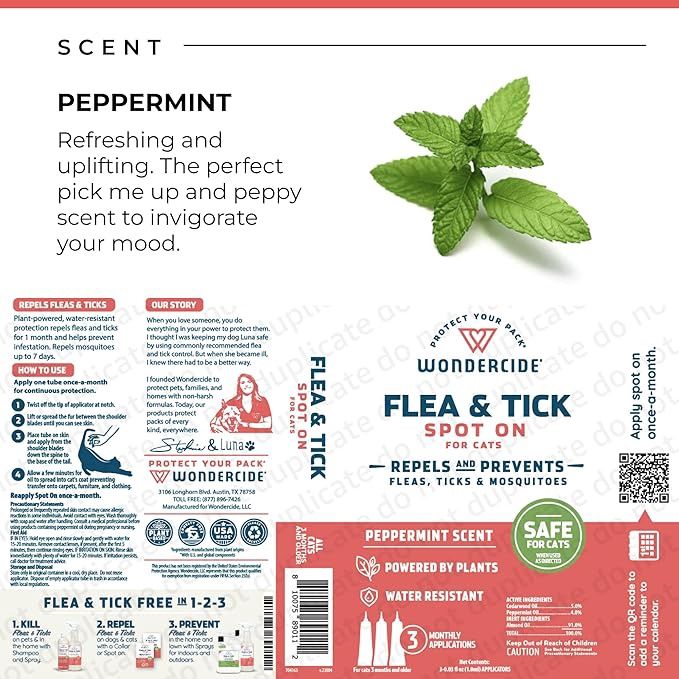 Wondercide Cat Flea &amp; Tick Peppermint Spot On 3 Pack