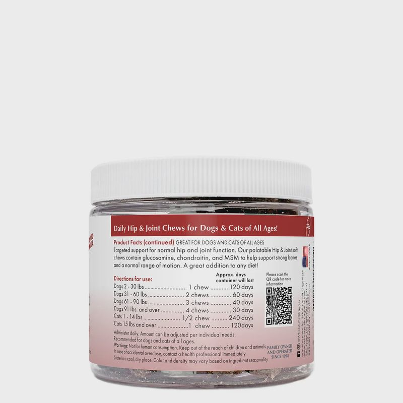 Wholistic Pet Dog Hip &amp; Joint Chews Supplement 120 count