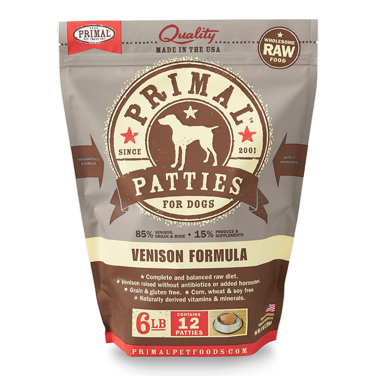 Primal Dog Frozen Raw Venison, Size: 6lb