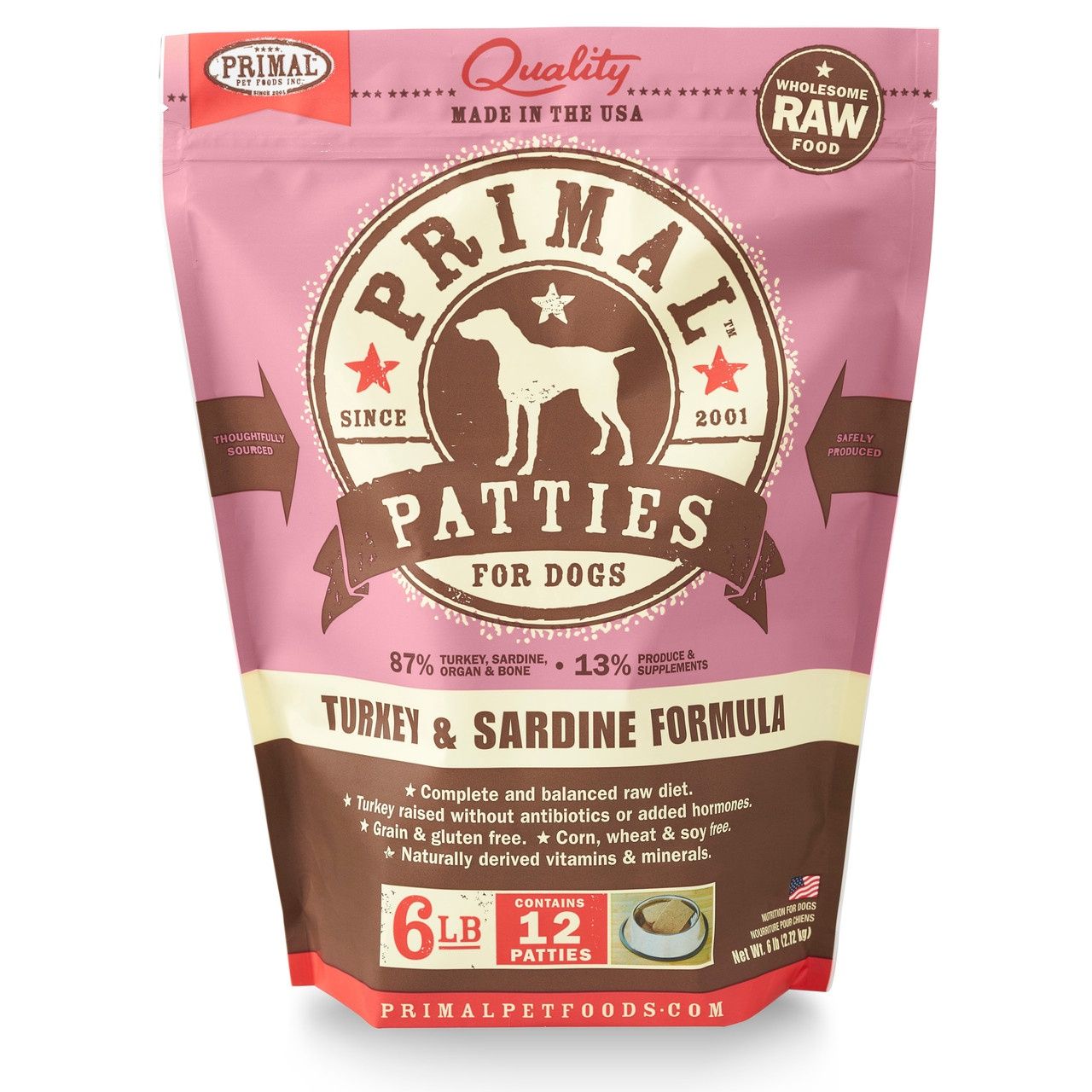 Primal Dog Frozen Raw Turkey &amp; Sardine