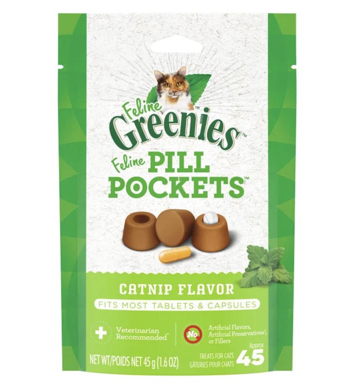 Greenies Cat Pill Pockets Capsule Catnip 1.6oz