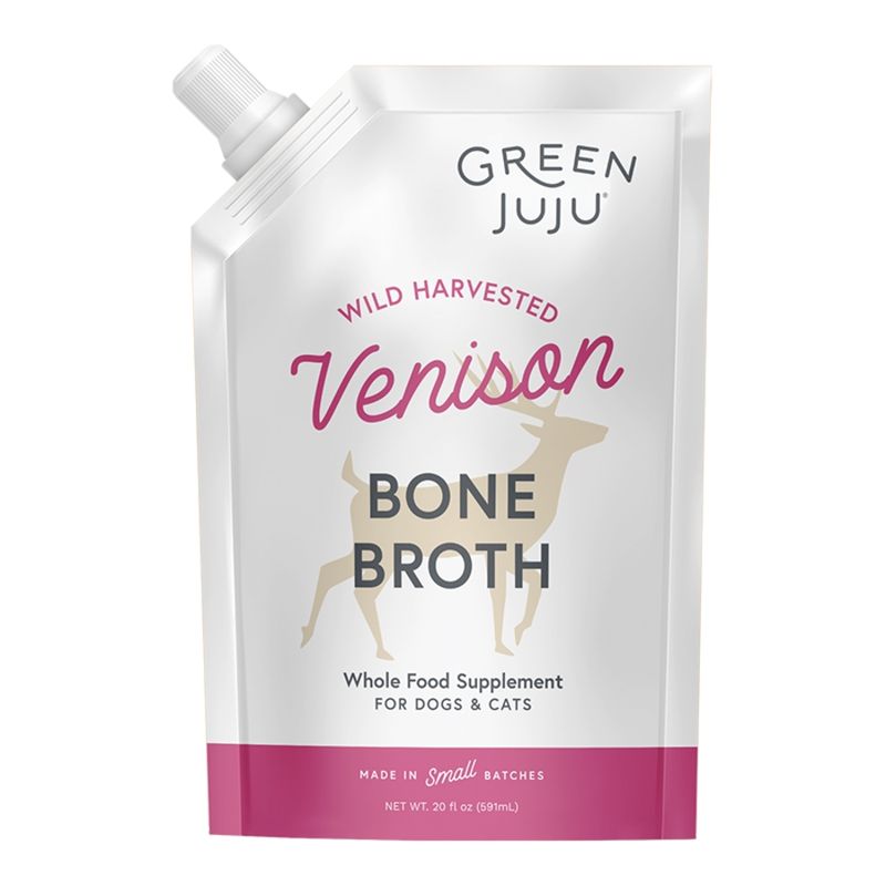 Green Juju Dog &amp; Cat Frozen Bone Broth Venison 20oz
