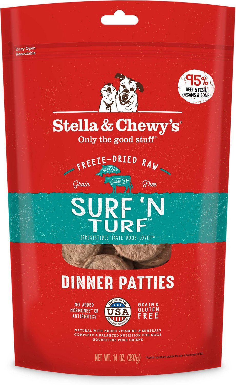 Stella &amp; Chewy&#39;s Dog Freeze-Dried Patties Surf &amp; Turf 14oz