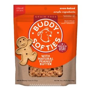 CloudStar Dog Buddy Biscuits Grain Free Soft &amp; Chewy Peanut Butter 5oz