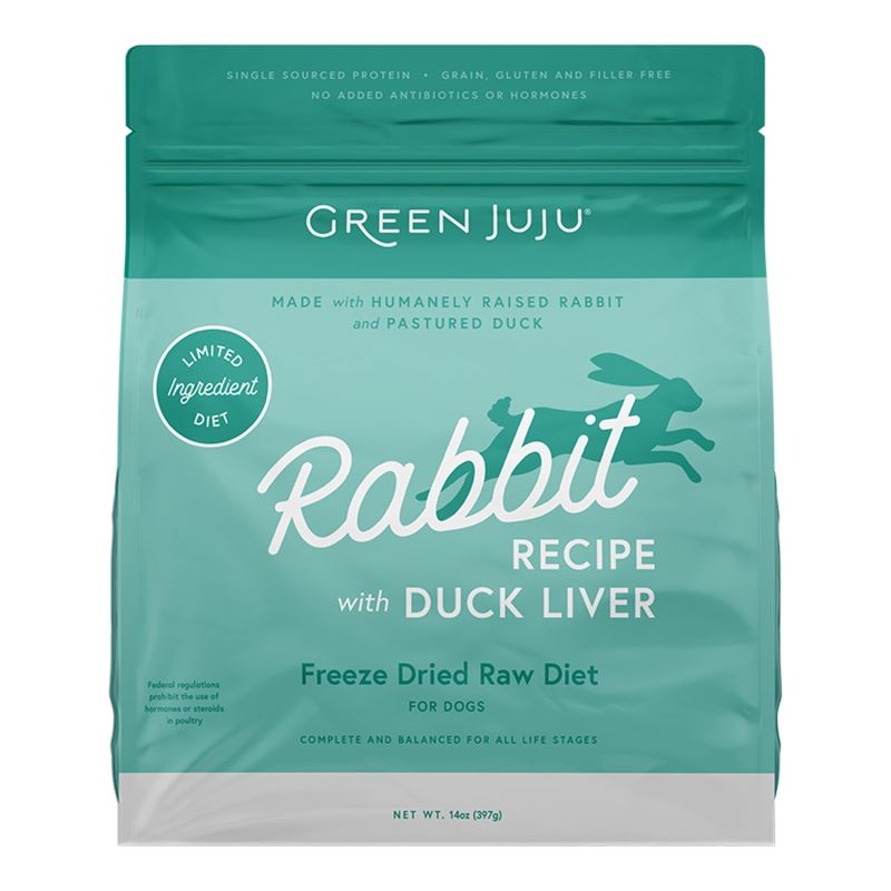 Green Juju Dog Freeze-Dried Raw Limited Ingredient Rabbit Duck Liver 14oz