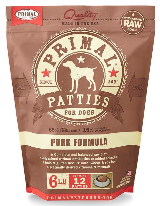 Primal Dog Frozen Pork Patties 6lb
