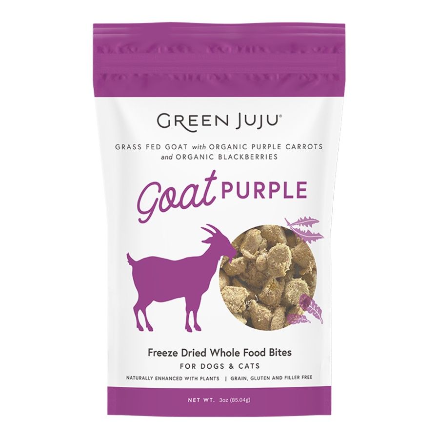 Green Juju Dog &amp; Cat Freeze-Dried Bites Goat Purple, Size: 3oz