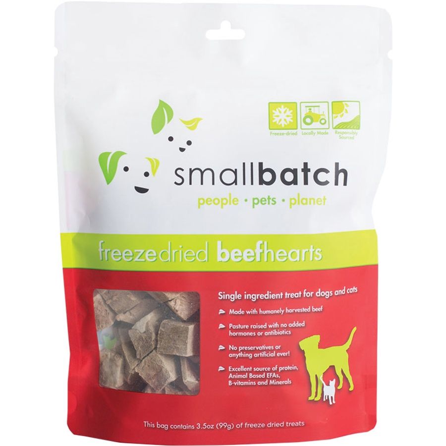 SmallBatch Dog &amp; Cat Freeze-Dried Beef Hearts 3.5oz