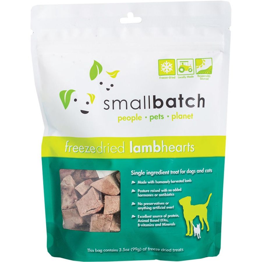 SmallBatch Dog &amp; Cat Freeze-Dried Lamb Hearts 3.5oz