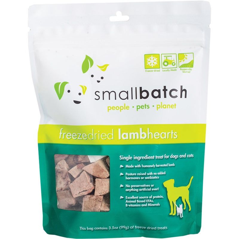 Small Batch Dog &amp; Cat Freeze-Dried Lamb Hearts 3.5oz