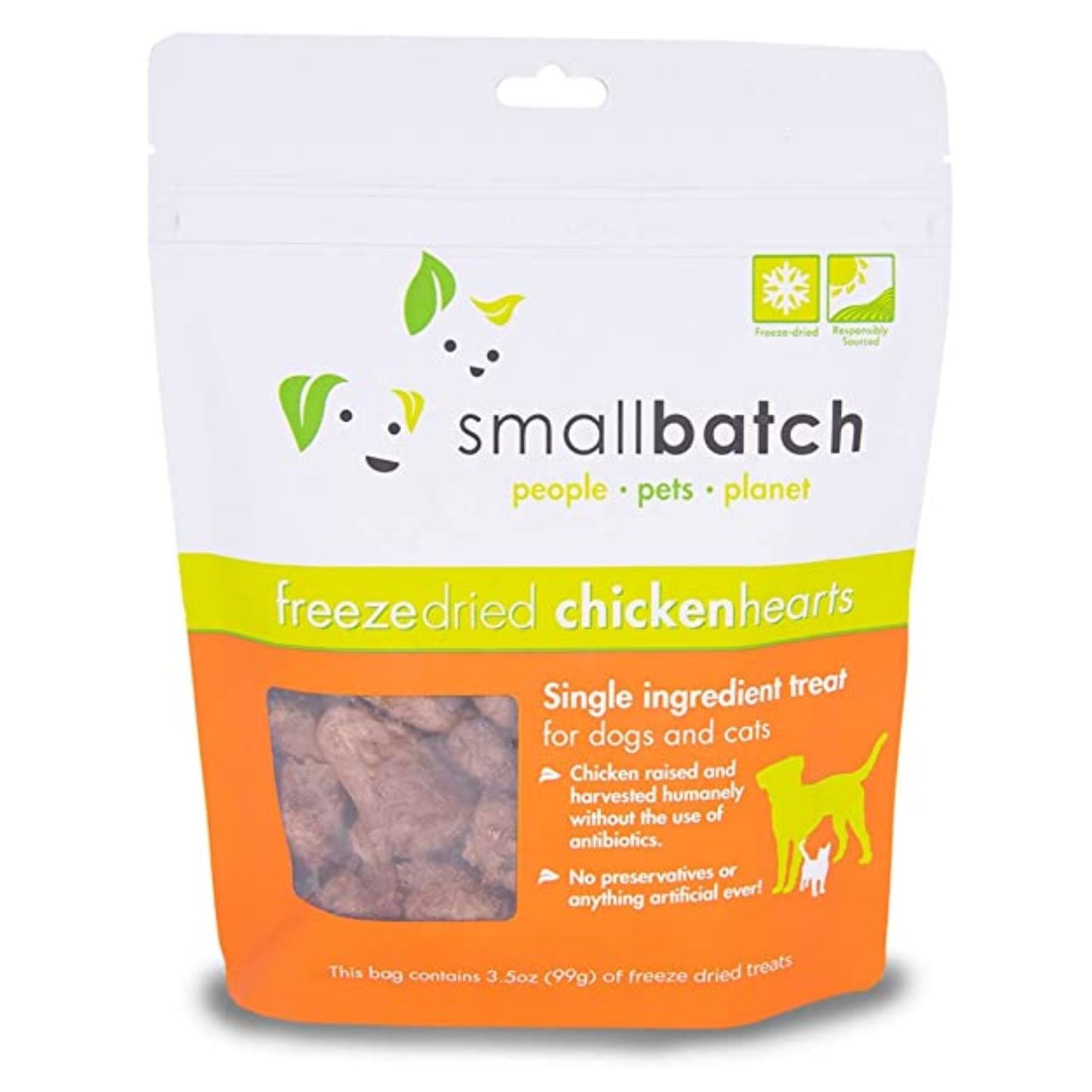 SmallBatch Dog &amp; Cat Freeze-Dried Chicken Hearts 3.5oz