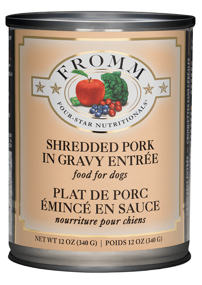 Fromm Dog Shredded Pork in Gravy Entree Can 12oz
