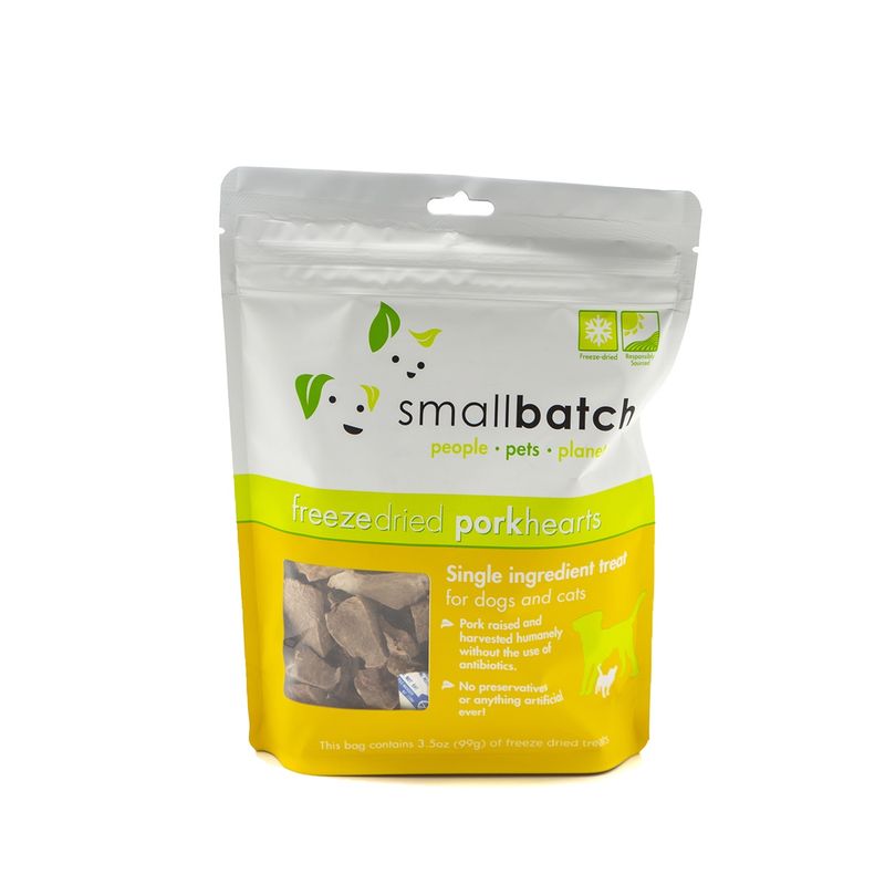 Small Batch Dog &amp; Cat Freeze-Dried Pork Hearts 3.5oz