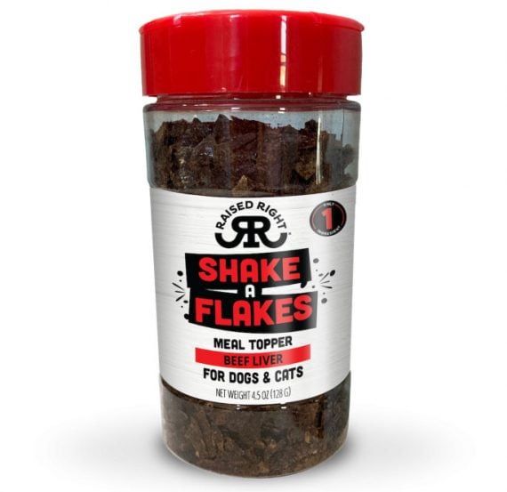 Raised Right Dog &amp; Cat Shake A Flakes 4.5oz, Flavor: Beef