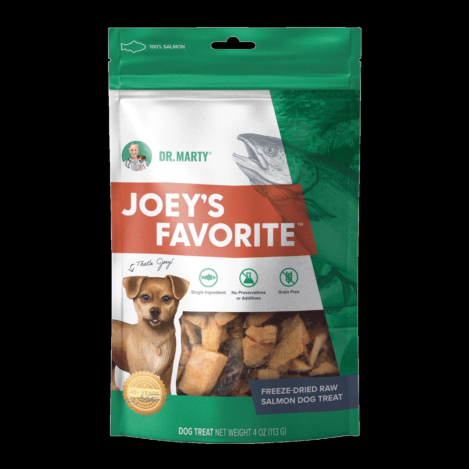 Dr. Marty Dog Treat Joey&#39;s Favorite Salmon, Size: 4 Oz