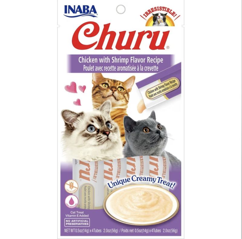 Inaba Churu Chicken &amp; Shripm 0.5oz 4pk