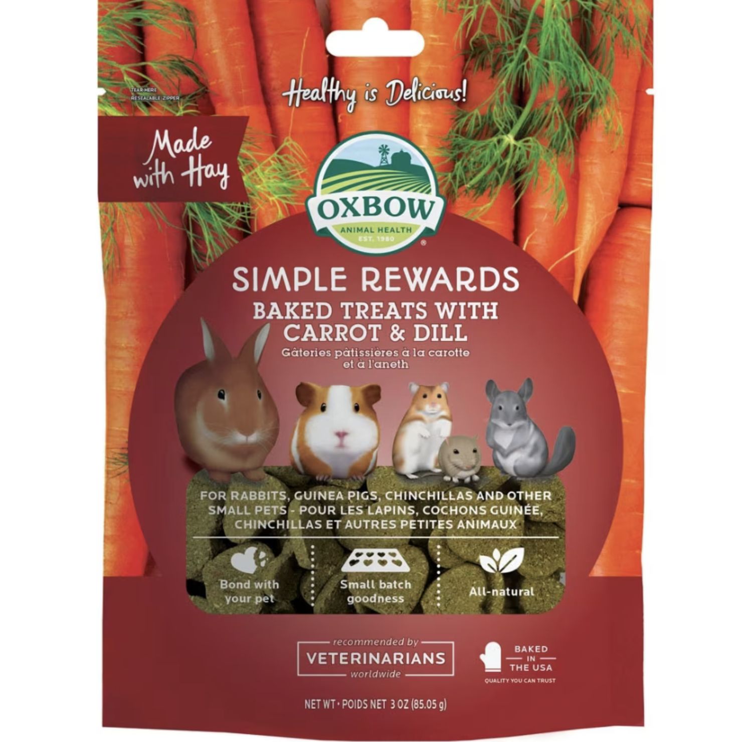 Oxbow Simple Rewards Baked Treats Carrot &amp; Dill