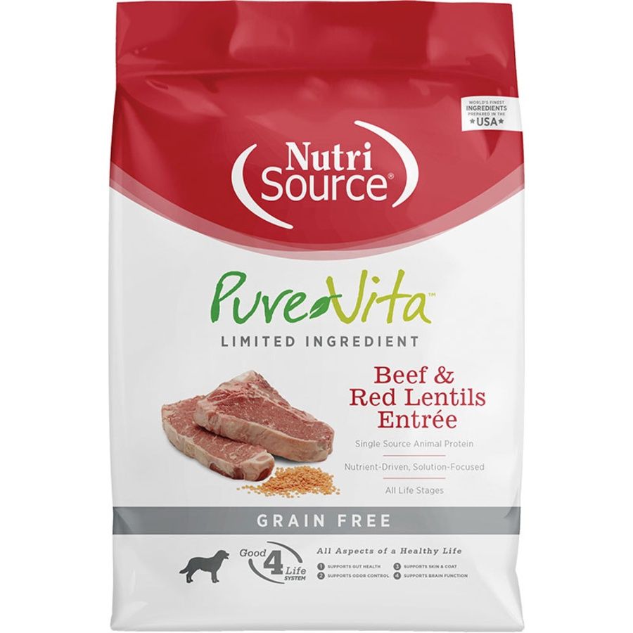 NutriSource Dog Pure Vita Grain Free Beef &amp; Red Lentils 5lb