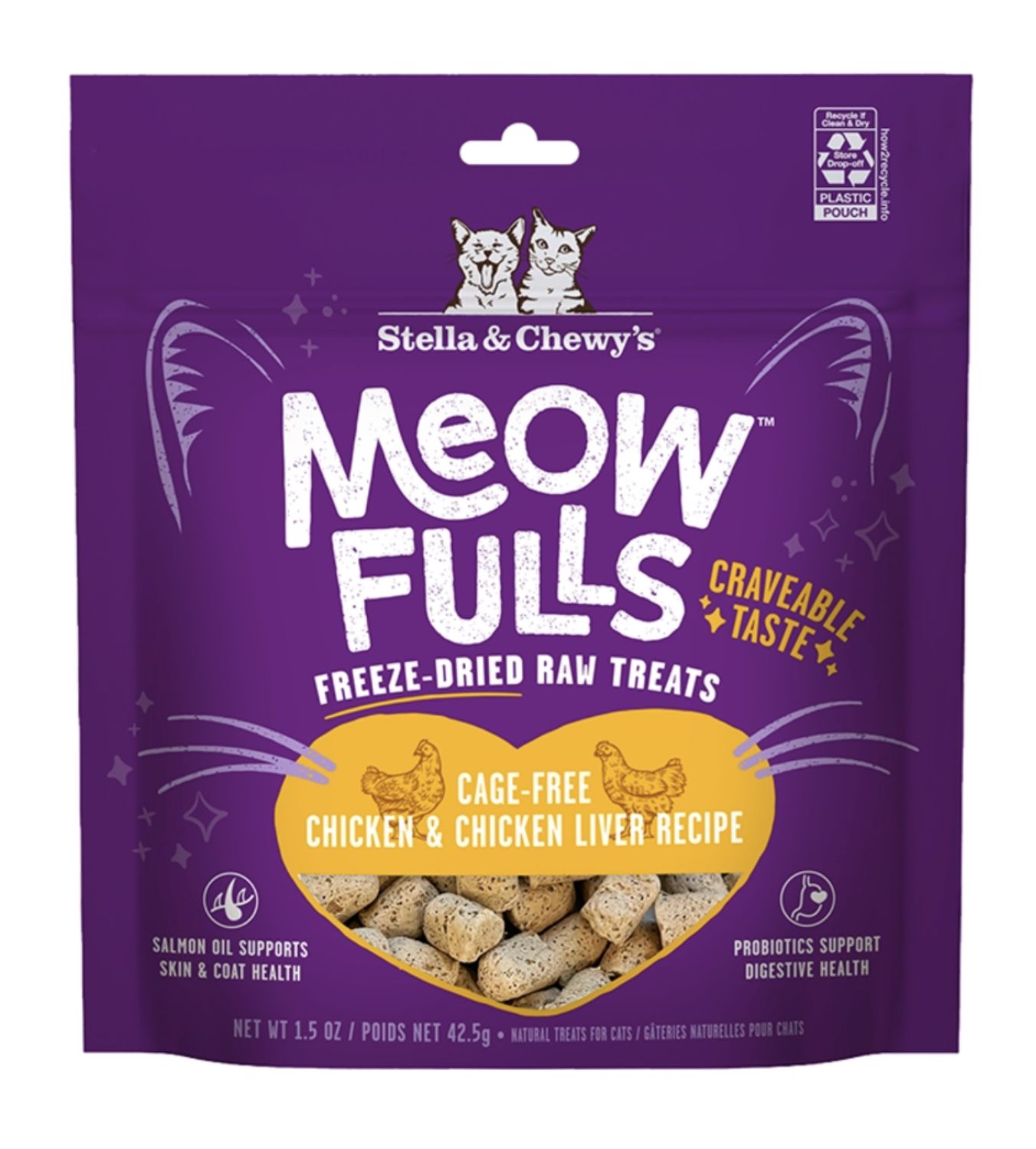 Stella &amp; Chewy&#39;s Cat Meowfulls Freeze Dried Treat Chicken &amp; Chicken Liver 1.5oz